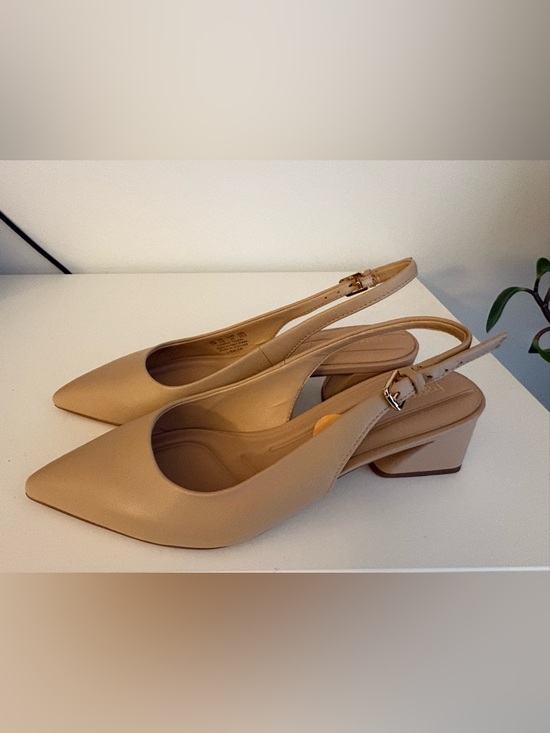 Franco Sarto Shoes - Franco Sarto Beige Pointed Slingback Block Heels